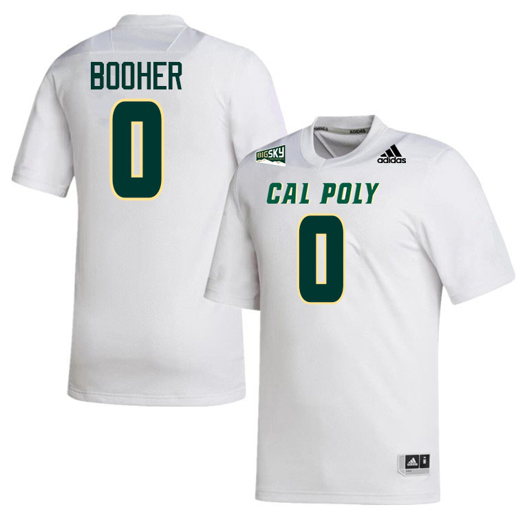 Cal Poly Mustangs #0 Logan Booher College Football Jerseys,Uniforms Stitched-White